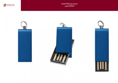 Stick USB mini albastru cu personalizare