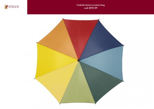 Umbrela multicolora cu maner de lemn 
