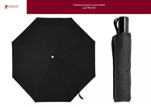 Umbrela neagra cu maner pliabil