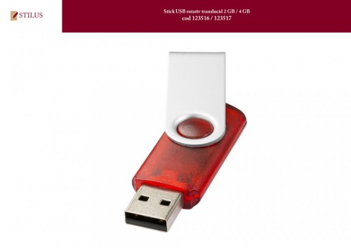 Stick USB rosu translucid personalizat