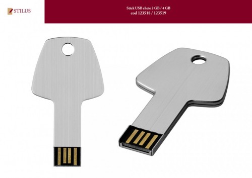 Stick USB cheie argintiu personalizat